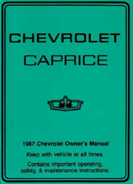 1987 Chevrolet Caprice Owner's Manual