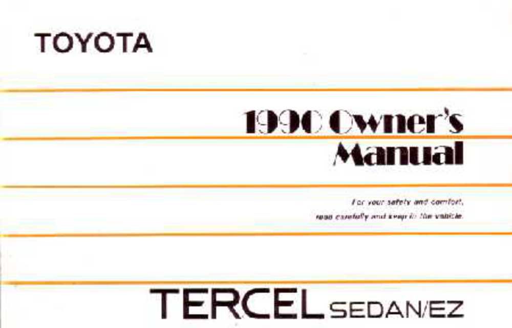 1990 Toyota Tercel Sedan Owners Manual User Guide