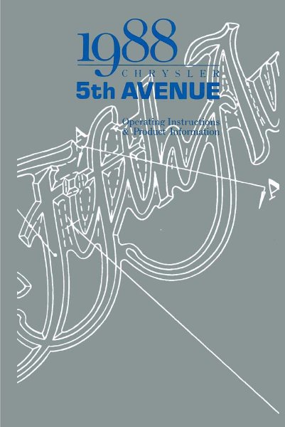 1988 Chrysler Fifth Avenue Owner's Manual