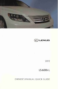 2012 Lexus LS 600h L Owner's Manual