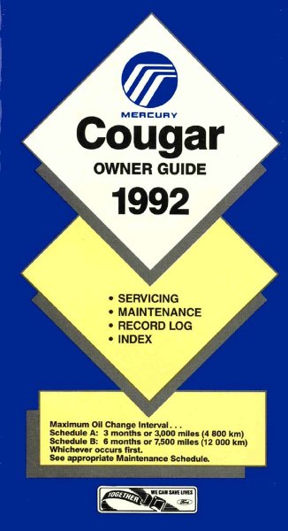 1992 Mercury Cougar Owner's Manual