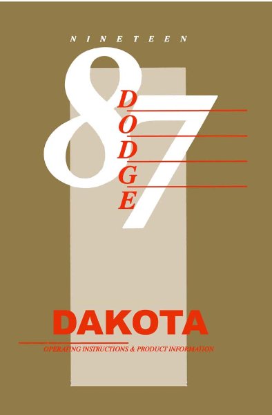 1987 Dodge Dakota Owner's Manual