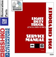 1981 CHEVROLET & GMC C/K 10-35 LIGHT DUTY, G & P SERIES & EL CAMINO Body, Chassis & Electrical Service Manual sample image