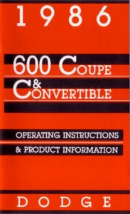 1986 Dodge 600 Owner's Manual