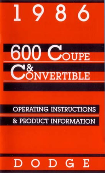 1986 Dodge 600 Owner's Manual