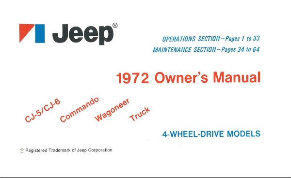 1972 Jeep All Models Owner's Manual