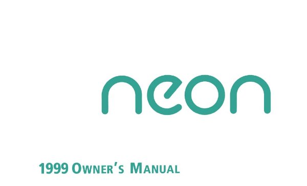 1999 Chrysler Neon Owner's Manual