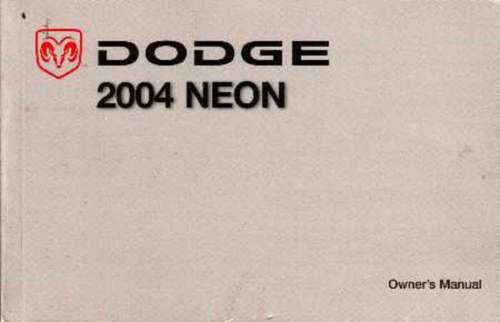 2004 Dodge Chrysler Neon Owners Manual User Guide e