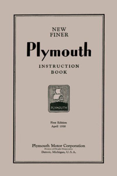 1930 Plymouth Model U Owner's Manual