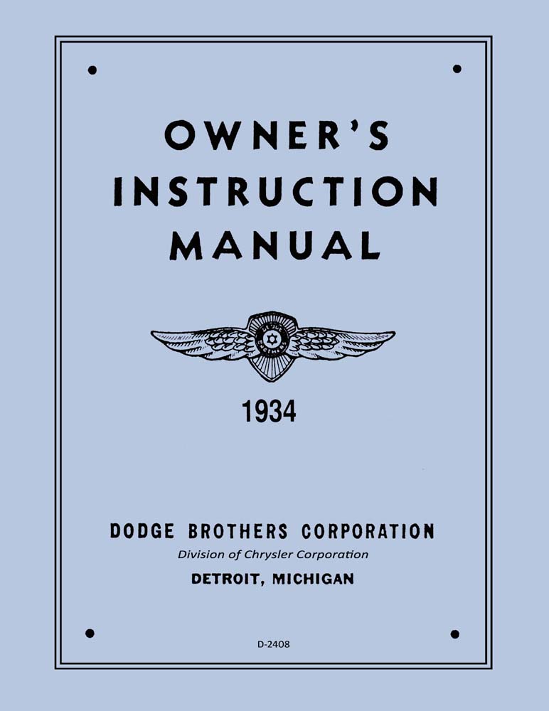 1934 Dodge Car Owners Manual User Guide