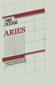 1985 Dodge Aries Owner's Manual