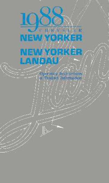 1988 Chrysler New Yorker Landau Owner's Manual