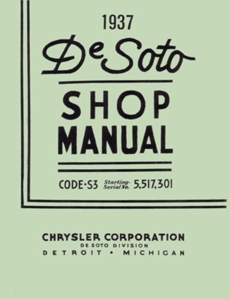 1937 Desoto All Models Factory Shop Service Manual
