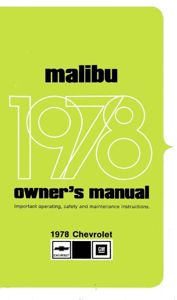 1978 Chevrolet Malibu Owner's Manual