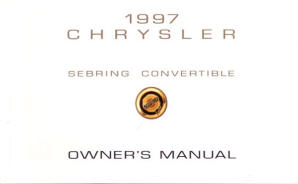1997 Chrysler Sebring Convertible Owner's Manual
