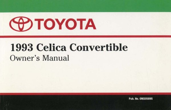 1993 Toyota Celica Convertible Owner's Manual