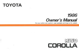 1986 Toyota Corolla RWD Owner's Manual