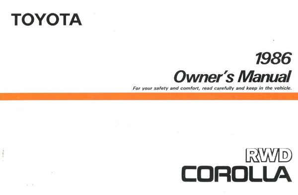 1986 Toyota Corolla RWD Owner's Manual