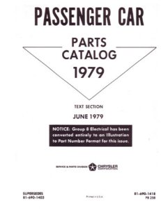 1979 MoPar CHRYSLER, DODGE, PLYMOUTH, DESOTO Parts Book