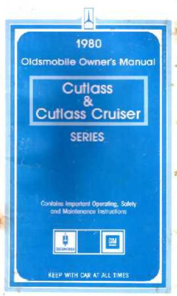 1980 Oldsmobile Cutlass, Cutlass Cruiser Owner's Manual