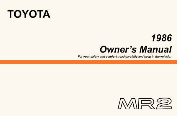 1986 Toyota MR2 Owner's Manual