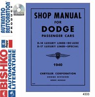 1940 DODGE Body, Chassis & Electrical Service Manual sample image