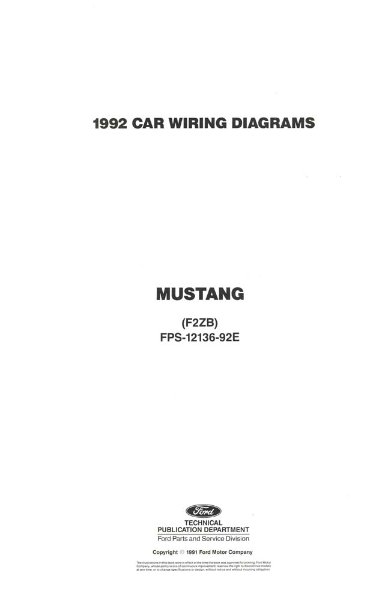 1992 Ford Mustang Wiring Diagrams Manual