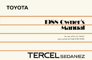 1988 Toyota Tercel Sedan / EZ Owner's Manual