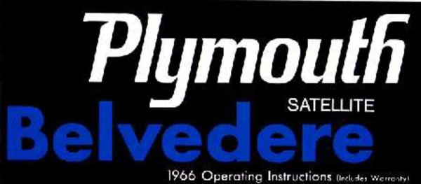 1966 Plymouth Belvedere, Satellite Owner's Manual