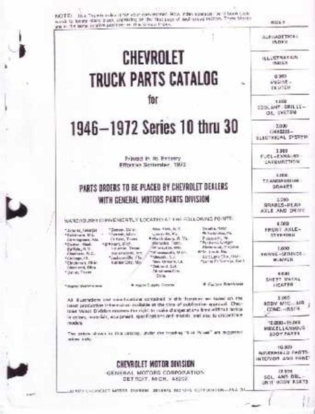 1946 1970 1971 1972 Chevrolet Truck Part Numbers Book Catalog Manual Interchange