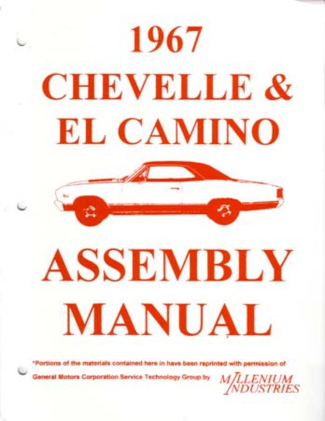 1967 Chevrolet Chevelle El Camino Assembly Manual Book Rebuild Illustrations