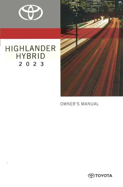 2023 Toyota HIGHLANDER HYBRID Owner's Manual