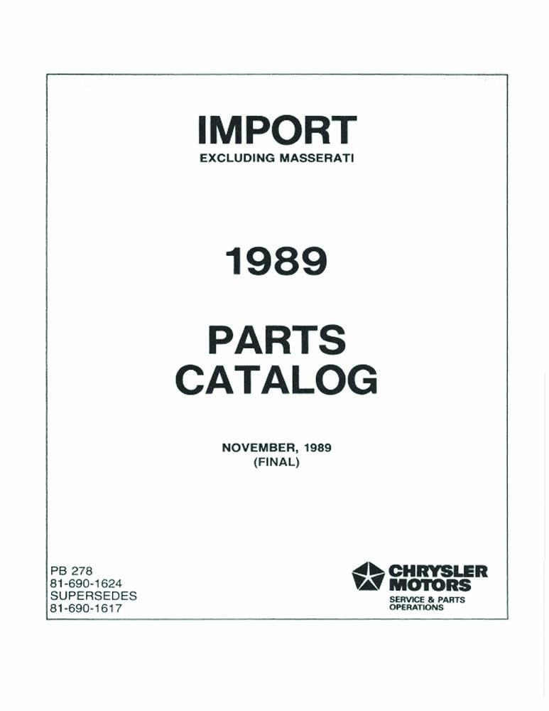 1989 Mopar Chrysler Dodge Plymouth Mitsubishi Parts Numbers Book Guide Catalog