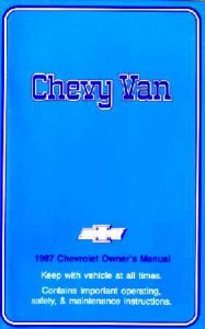 1987 Chevrolet G10, G20, G30 Owner's Manual