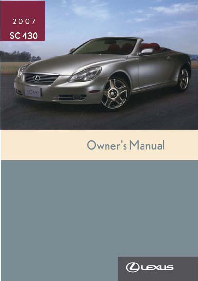 2007 Lexus SC 430 Owner's Manual