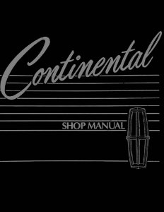 1988 Lincoln Continental Factory Shop Service Manual
