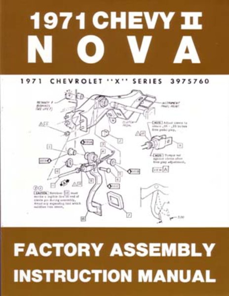 1971 Chevrolet Nova Assembly Manual Book Rebuild Instructions Illustrations
