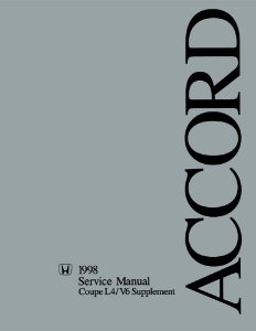 1998 Honda Accord Coupe L4 V6 Factory Shop Service Manual