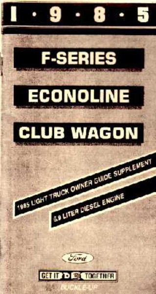 1985 Ford Truck Diesel Engine Supplement Owner's Manual