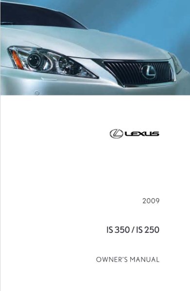 2009 Lexus IS 350 IS 250 Owner's Manual