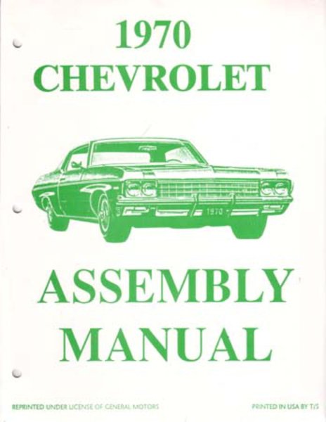 1970 Chevrolet Belaire Impala Assembly Manual Rebuild Instructions Drawings Book