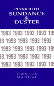 1993 Plymouth Duster, Sundance Owner's Manual