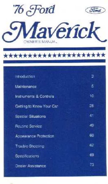 1976 Ford Maverick Owner's Manual