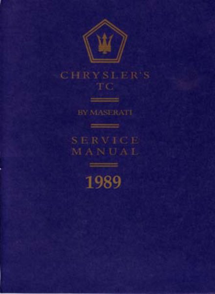 1989 Chrysler Maserati Factory Shop Service Manual