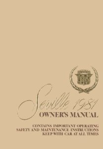 1981 Cadillac Seville Owner's Manual