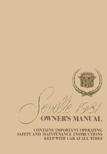 1981 Cadillac Seville Owner's Manual