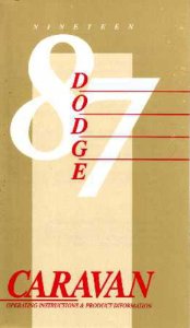 1987 Dodge Caravan Owner's Manual