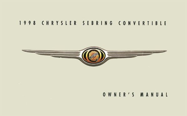 1998 Chrysler Sebring Convertible Owner's Manual
