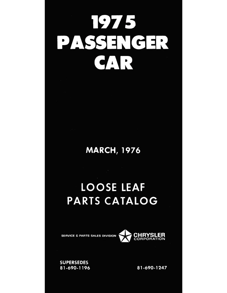 1975 Mopar Chrysler Dodge Plymouth Parts Numbers Book List Guide Interchange