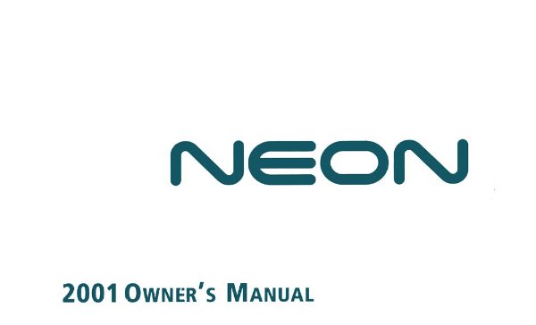 2001 Chrysler Neon Owner's Manual